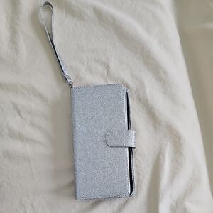 Silver Glitter Phone Wallet Case